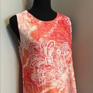 Elegant Pink and Orange Sleeveless Dress